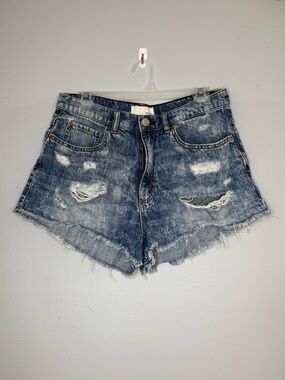 Garage Distressed Denim Jean Shorts - Blue
